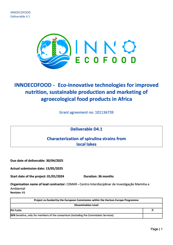 D4.1 Spirulina Cultivation in Open Ponds