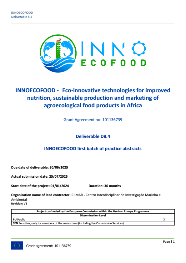D8.4 INNOECOFOOD first batch of practice abstracts